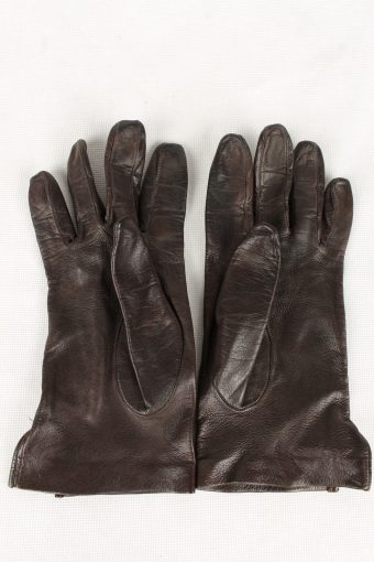 Vintage Womens Faux Leather Gloves 90s Brown G141-146574