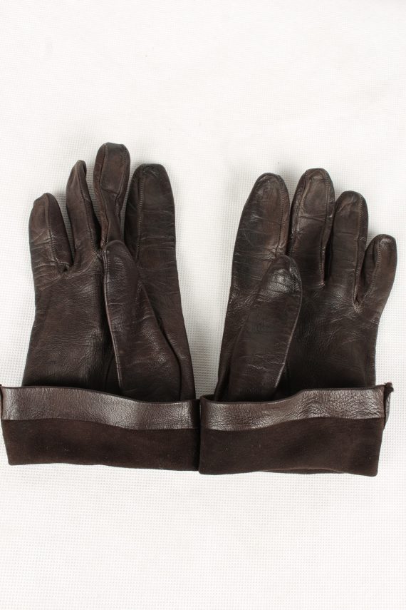 Vintage Womens Faux Leather Gloves 90s Brown