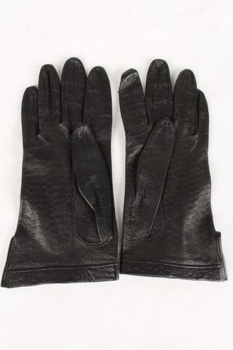 Vintage Womens Faux Leather Gloves 90s Black G142-146578