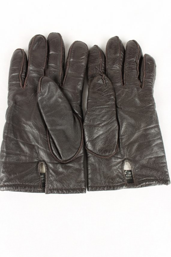 Vintage Unisex Genuine Leather Gloves Size 80s 9 Brown