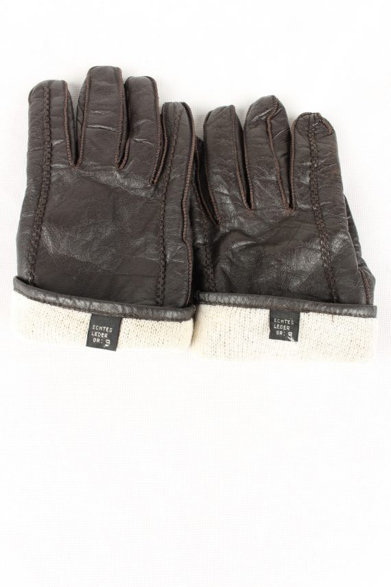 Vintage Unisex Genuine Leather Gloves Size 80s 9 Brown