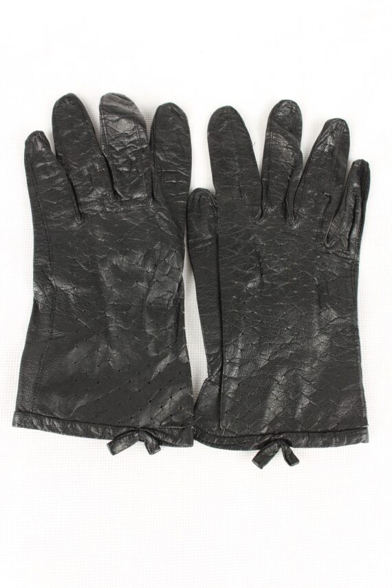 Vintage Womens Leather Gloves 80s Black