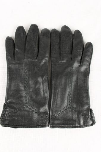 Vintage Womens Faux Leather Gloves 90s 7 Black