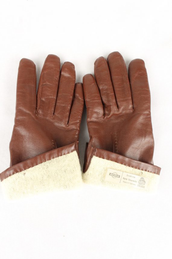 Vintage Womens Wool Lined Gloves 90s Brown
