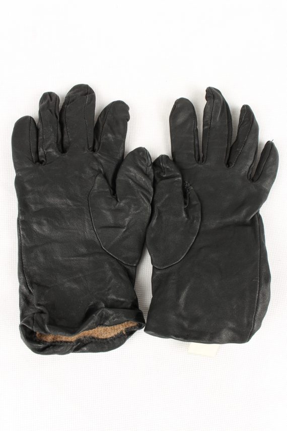 Vintage Womens Lined Gloves Size 80s M Black