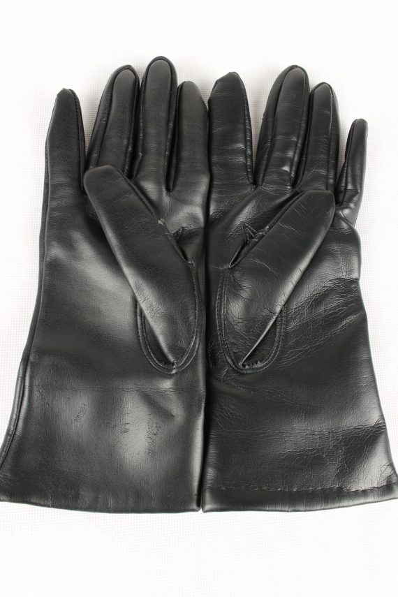 Vintage Womens Lined Gloves Size 80s 8 Black