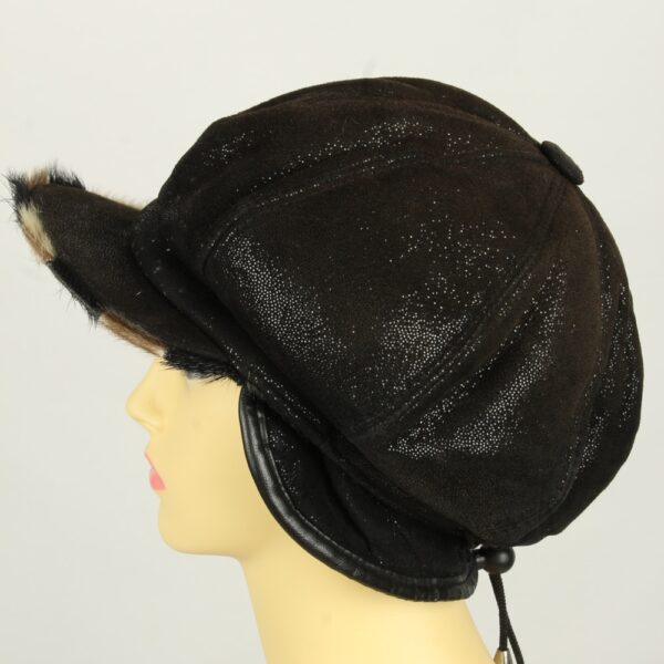 Vintage Womens Shiny Faux Fur Lining Winter Hat Cap