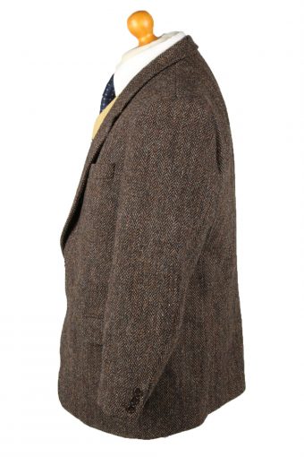 Harris Tweed Blazer Jacket Herringbone Brown XL