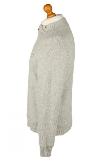 Vintage Lacoste Mens Zip Neck Jumper Size 4 Light Grey -IL2081-144588