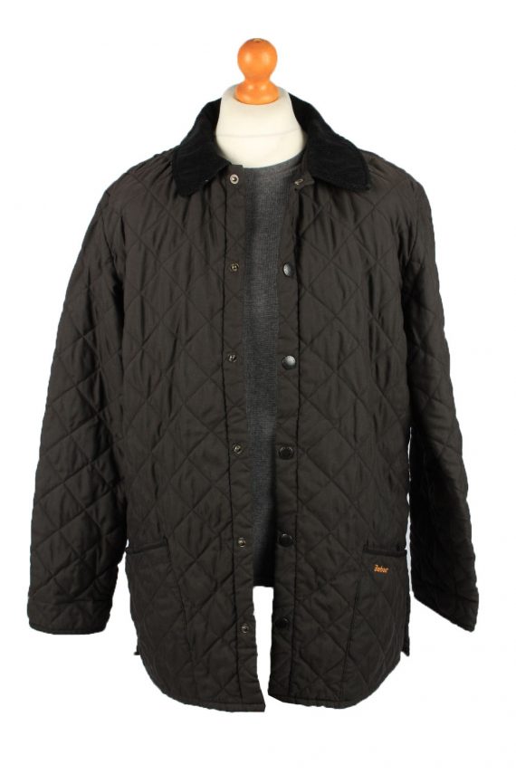 Vintage Barbour Mens Quilted Jacket Coat S Black