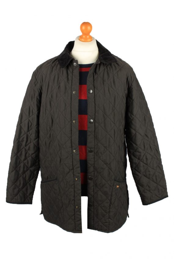 Vintage Barbour Mens Quilted Jacket Coat M Black