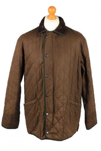 Vintage Barbour Mens Quilted Jacket Coat L Brown