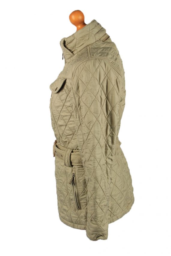 Vintage Barbour Womens Quilted Jacket Coat 12 Beige