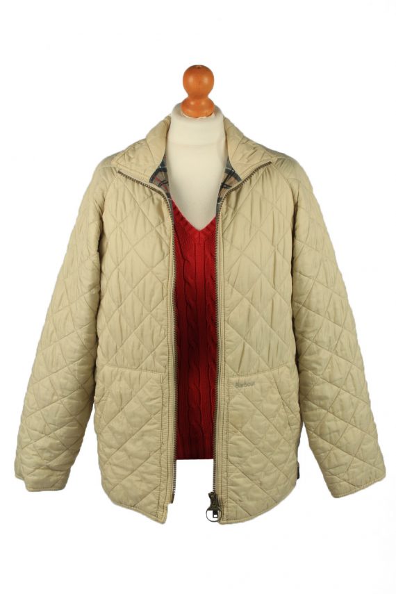 Vintage Barbour Womens Quilted Jacket Coat XS Beige