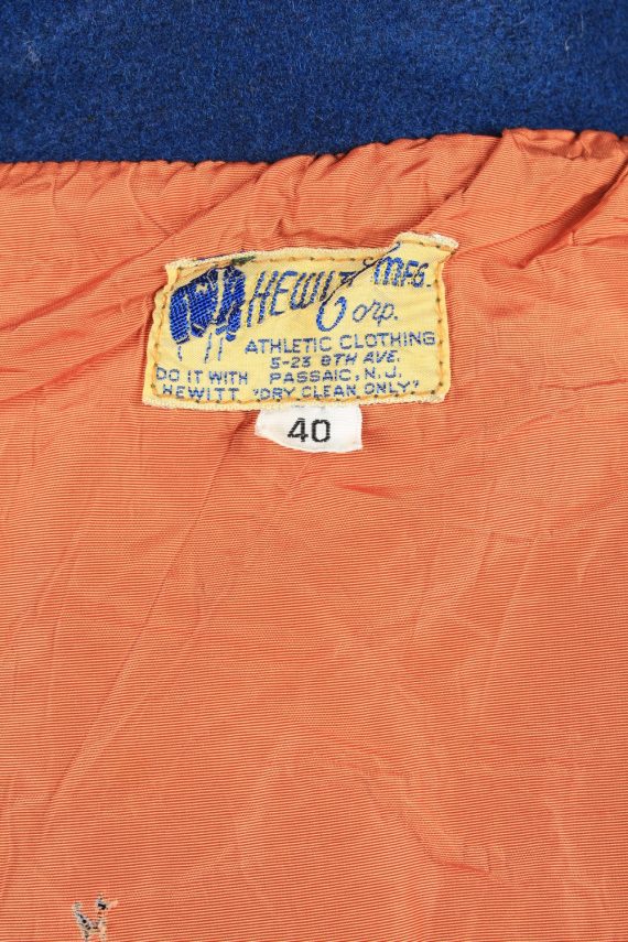 Vintage Wool Unisex Baseball Bomber Jacket 90s 40 Blue