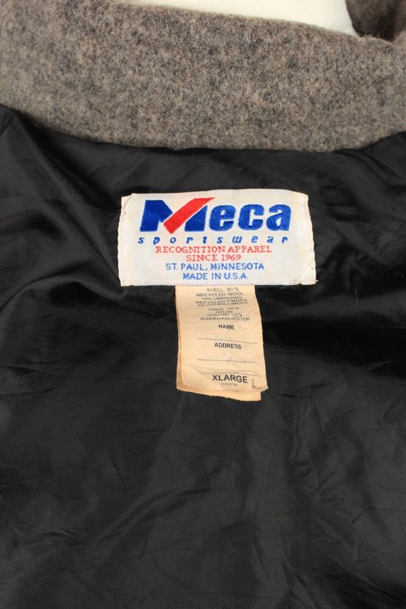 Vintage Wool Unisex Baseball Bomber Jacket 90s XL Grey