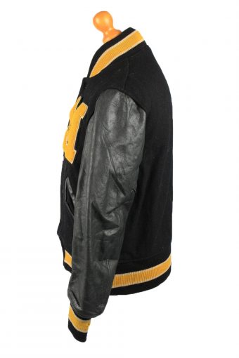 Vintage Wool Unisex Baseball Bomber Jacket 90s 44 Black -C2177-147964