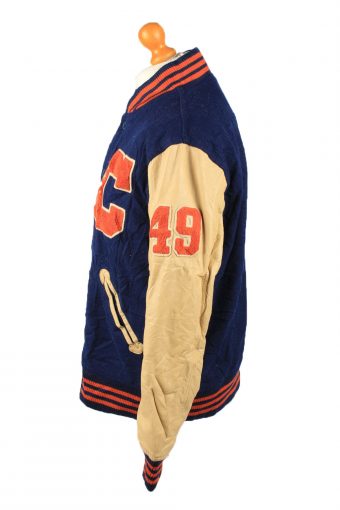 Vintage Wool Unisex Baseball Bomber Jacket 90s XL Navy -C2180-147977