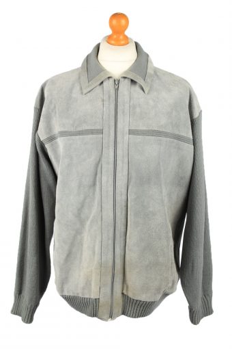 Vintage Mens Suede Leather Jacket Jumper 58 Grey