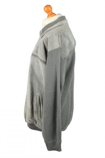 Vintage Mens Suede Leather Jacket Jumper 58 Grey -C2183-147989