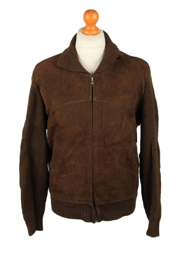 Vintage Mens Suede Leather Jacket Jumper 80s L Chest 41 in Brown