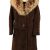 Vintage Koziarske Zavody Jasna Womens Faux Fur Neck Overcoat Size 46 Brown