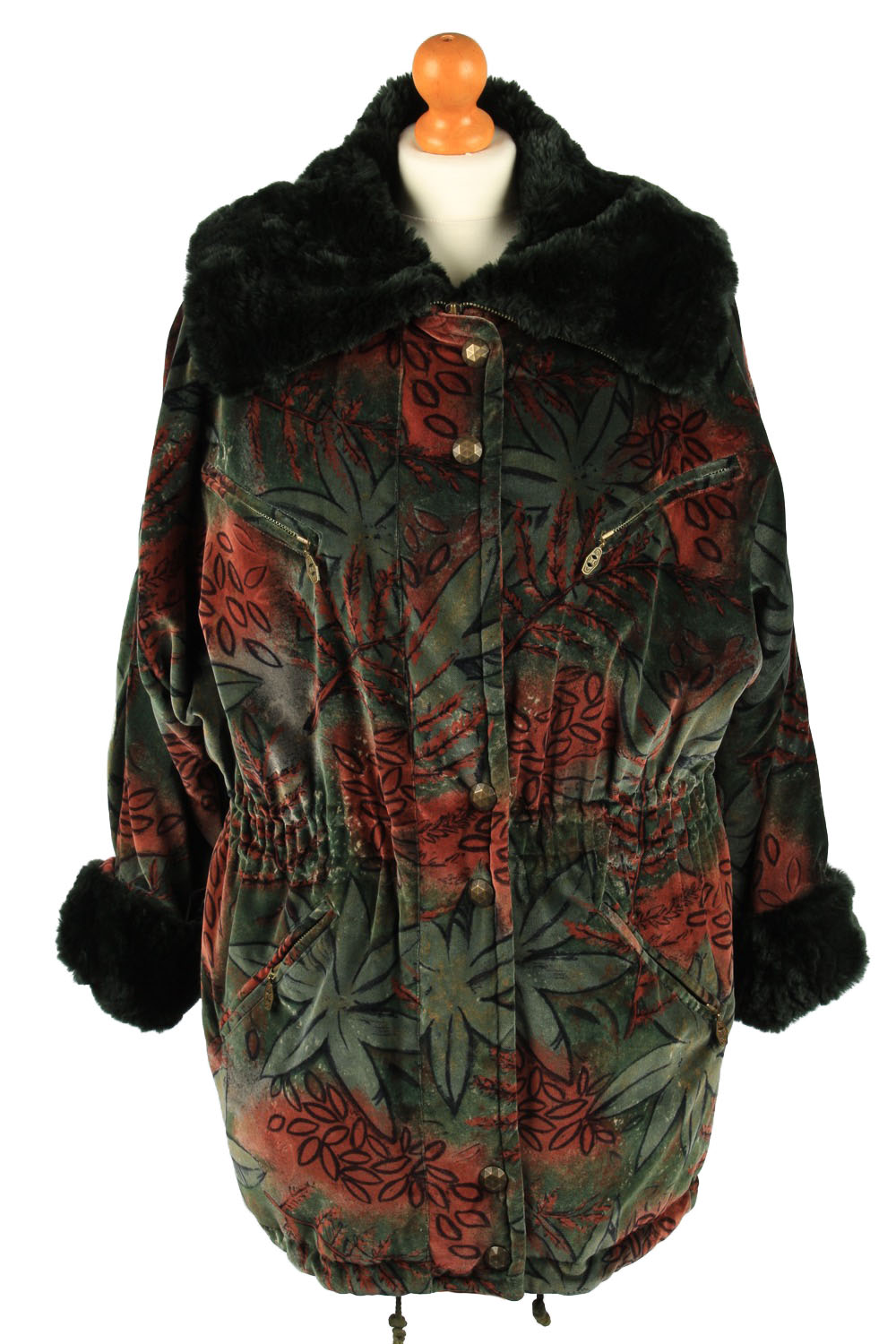 Vintage Fulwiline Womens Velvet Coat Size 36 Green Pepper Tree London