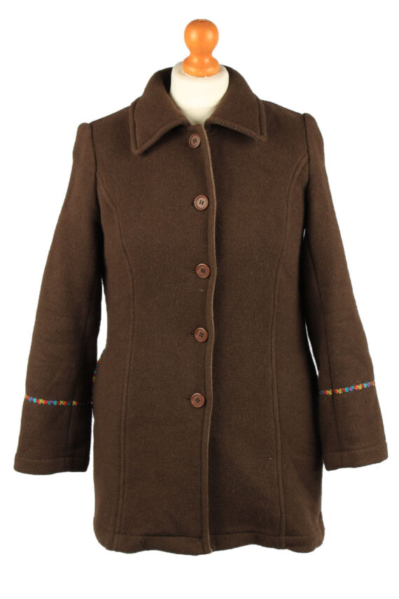 Vintage Veeko Womens Wool Mix Coat Size 36 Brown