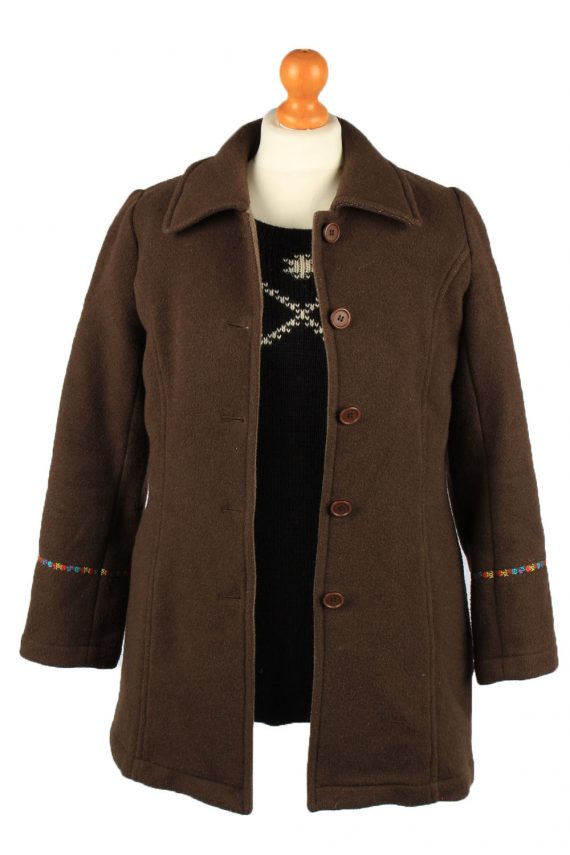 Vintage Veeko Womens Wool Mix Coat Size 36 Brown