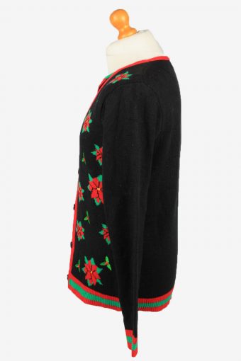 Christmas Jumper Vintage Jolly Sweaters Mens Crew Neck M Black -IL2226-149440