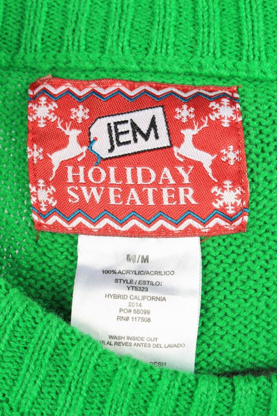 Christmas Jumper Sweater Mens Slogan Holiday Green M