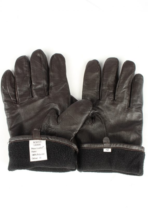 Vintage Mens Genuine Leather Gloves 90s 10 Black