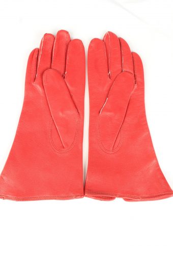 Vintage Womens Leather Gloves 90s 7 Red