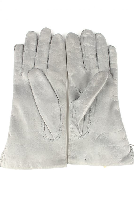 Vintage Womens Leather Lined Gloves 90s 7.75 Grey