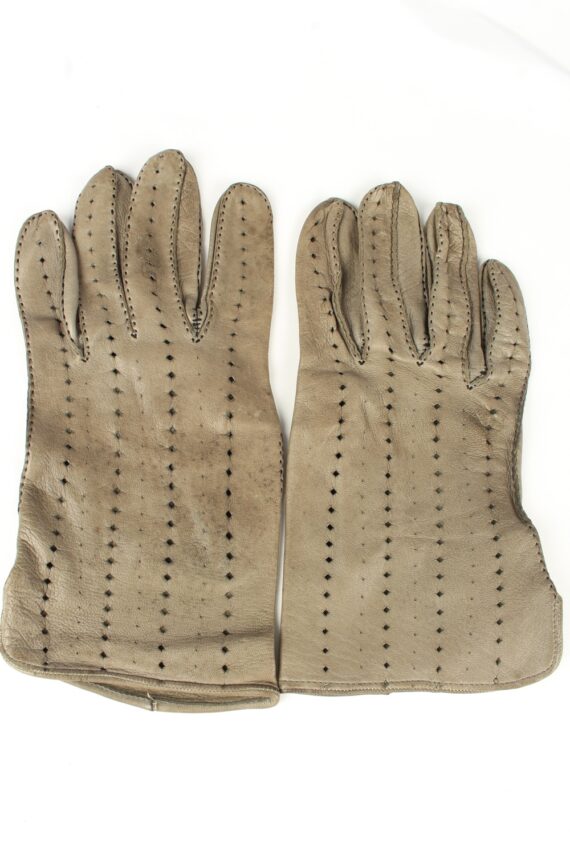 Vintage Womens Perforated Holes Gloves 90s Grey