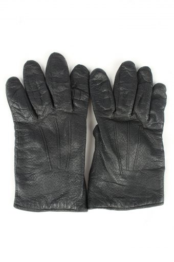 Vintage Unisex Leather Lined Gloves 90s Black
