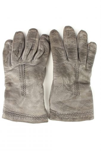 Vintage Womens Leather Gloves 80s Size 7.25 Grey