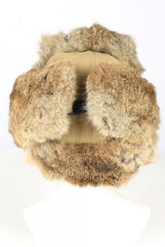 Vintage Unisex Rabbit Fur Hat Ushanka 90s Brown HAT1667-147526