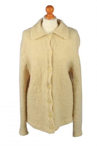 Womens Wool Cardigan 90s Cream XL