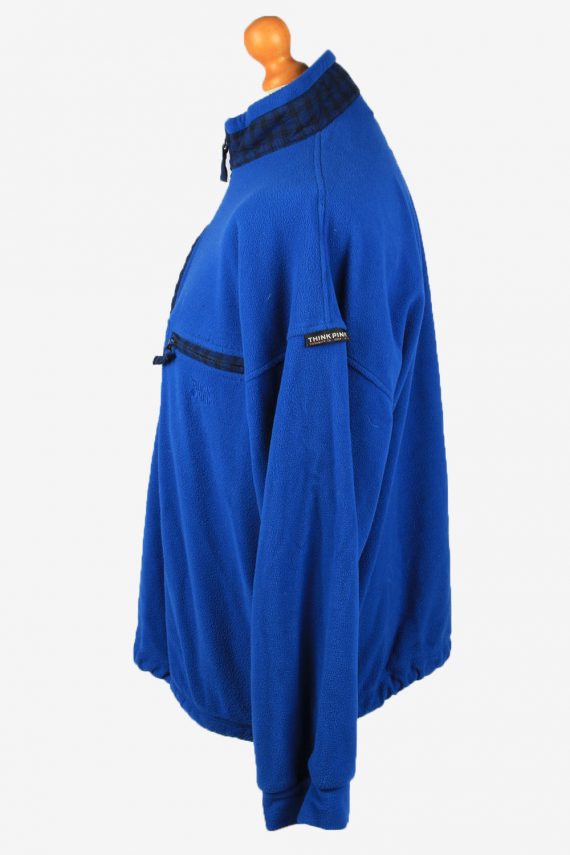 Think Pink Half Zip Mens Fleece Top Pullover Blue XL