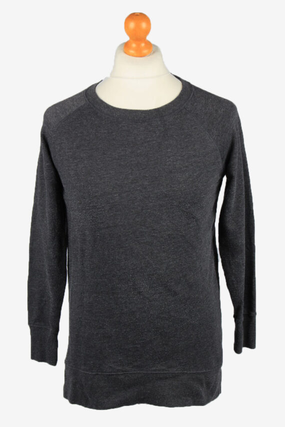 Sweatshirt Top 90s Retro College Dark Grey XS