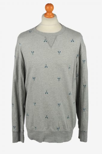 Sweatshirt Top 90s Retro College Grey XL