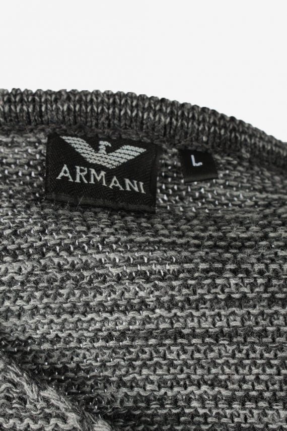 Armani V Neck Jumper Sweater Mens Grey L