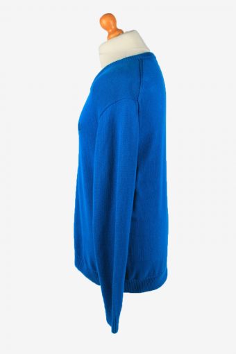 Chaps V Neck Jumper Pullover 90s Mens Blue L