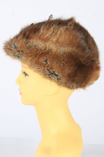 Russian Fur Cossack Feather Hat Vintage Womens 1990s Brown -HAT1718-150708