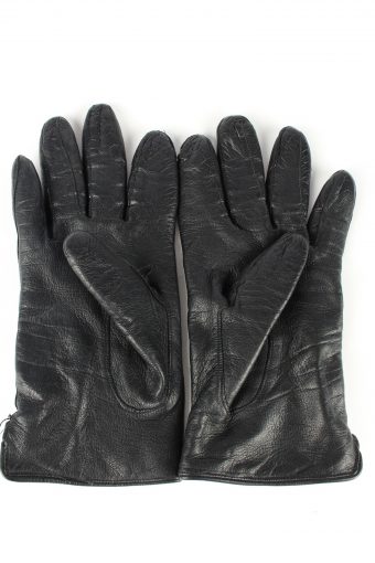 Leather Gloves Lined Vintage Womens Black