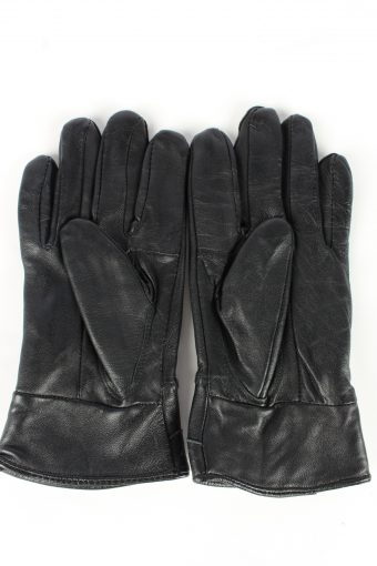 Leather Gloves Lined Vintage Womens Black -G446-151973