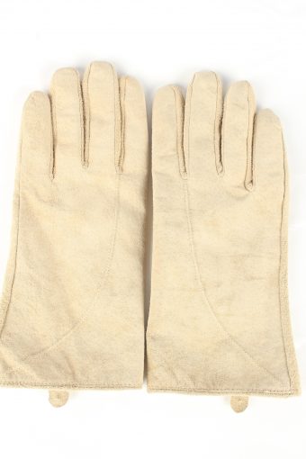 Genuine Leather Gloves Lined Vintage Womens 7.5 Beige