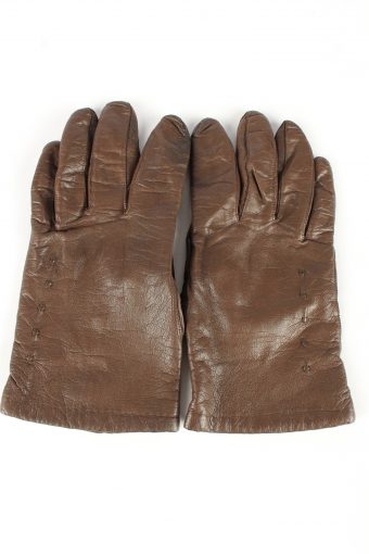 Leather Gloves Lined Vintage Womens 7 in Brown