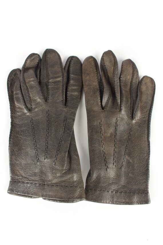 Leather Gloves Vintage Womens 7.5 in Dark Grey